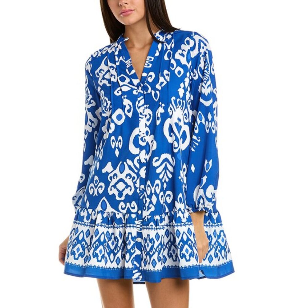 Zara Blue and White Printed Mini Dress Size XL